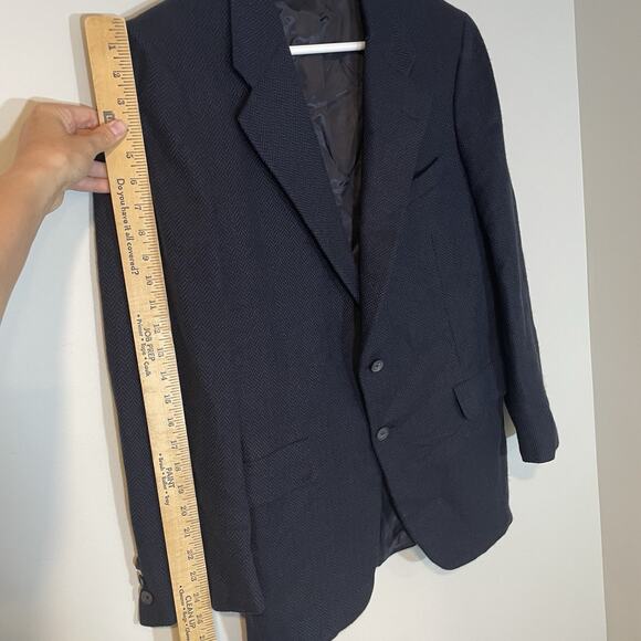 Hickey Freeman Sport Coat Mens 41R 100% Cashmere Blazer Jacket Blue Herringbone - Picture 4 of 10